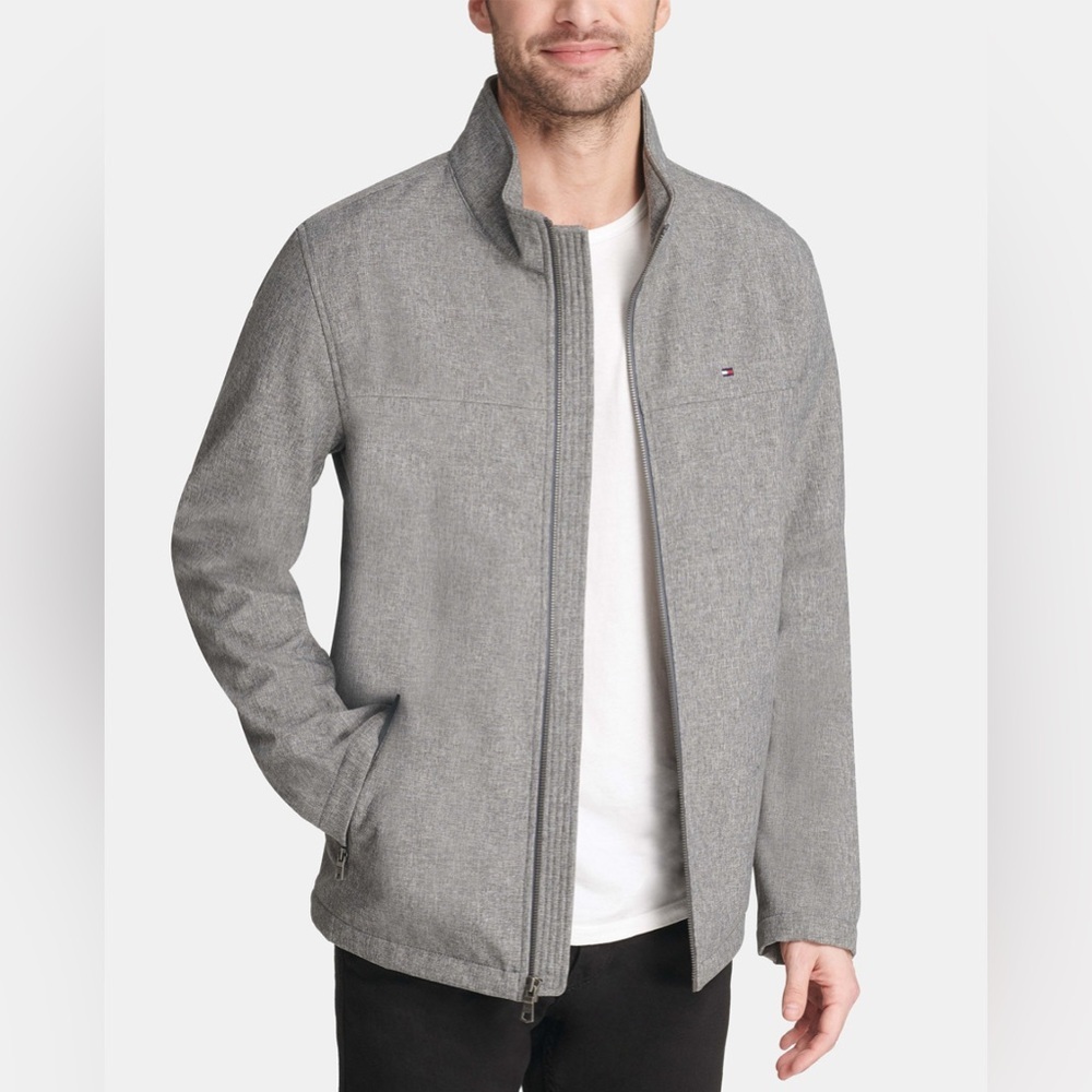 Tommy Hilfiger Jacket Men's Small Gray Softshell Classic Water Resistant NEW